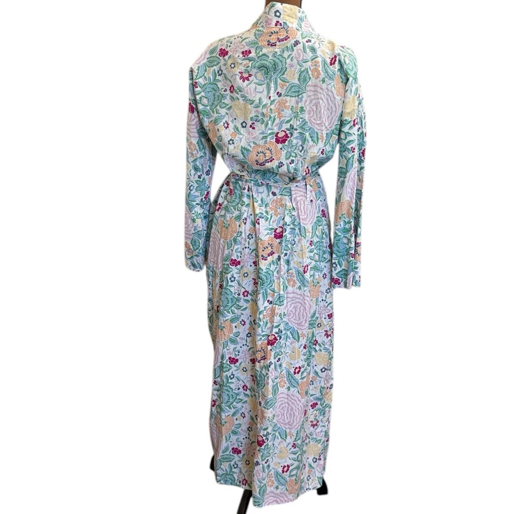 Vintage Floral Cotton Belted Full Length Lightweight Robe Size OS - Picture 3 of 10